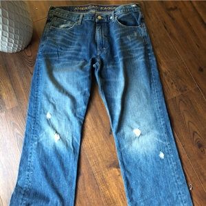 American Eagle Distressed Low rise straight jeans